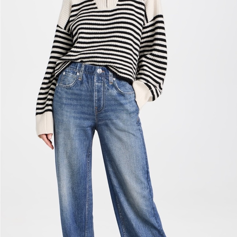 rag & bone Pierce Stand collar Long raglan sleeves Striped Cashmere Sweater XS